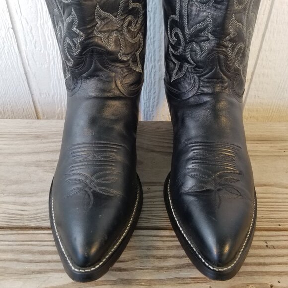 Justin Buck London Calfskin Mens Black Leather Western Boots 13 D 1408 - Picture 4 of 13